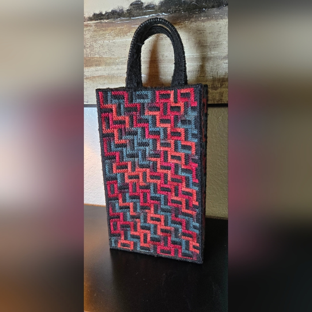 Handwoven Geometric Accent Tote - Multi-Color